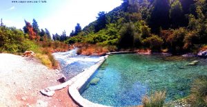 Wild open H2S waterfall and natural thermal pool - Loutra Thermopilon – Greece